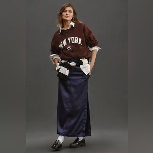 Anthropologie Sateen Trouser Skirt in Deep Purple, Size 10